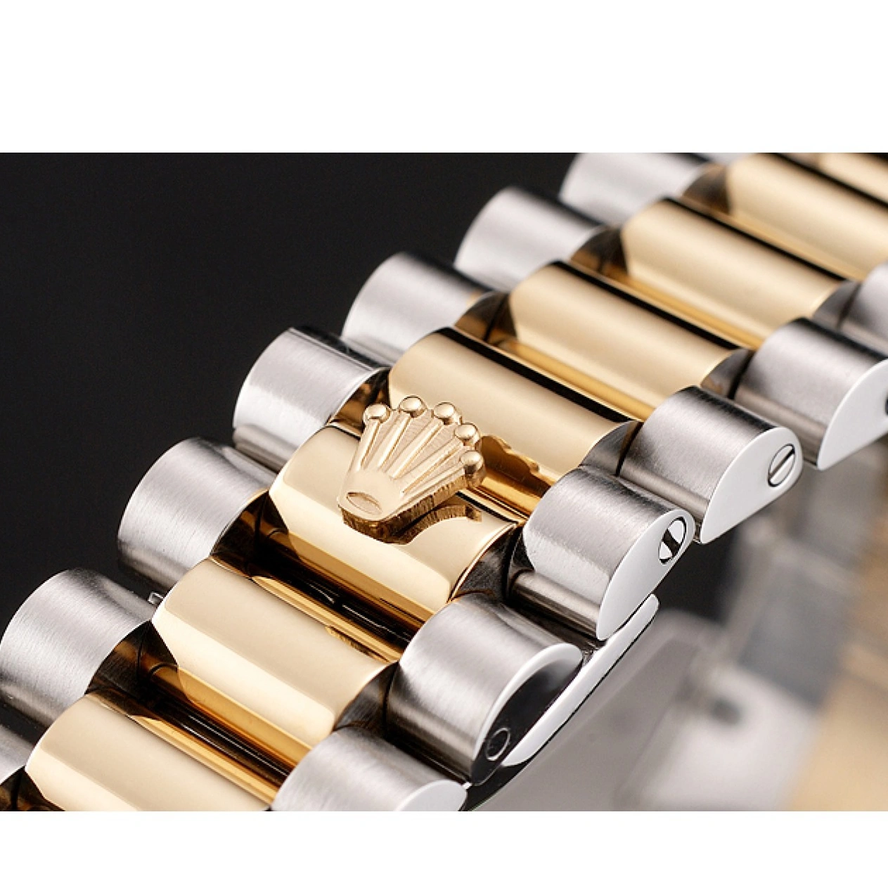 Rolex aaa copy Tone Bracelet Rolex Day-Date Two Black And 1454105 Swiss Dial Rubies Diamonds 1026